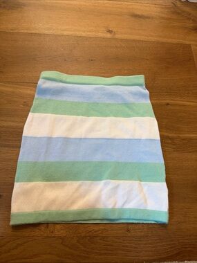 Beginning Boutique Pastel Blue, Mint & White Striped Knit Pencil Skirt